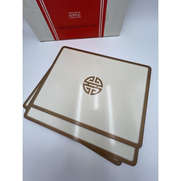 VTG RARE 1980's Pimpernel Asian Motif Acrylic Cork Back Placemats Set of 4 - Picture 6 of 8